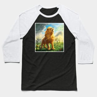 Aslan Singing and Creating Narnia - CS Lewis Inspired Baseball T-Shirt